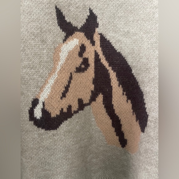 Luna Ivy Horse Intarsia Knit sweater Small Western Equestrian Cottagecore - Picture 5 of 6